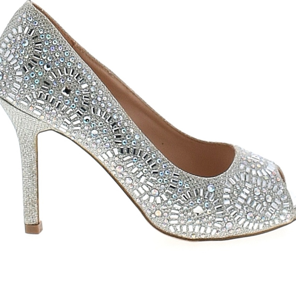 Lauren Lorraine size 11 sparkling silver 3.5” party new year glamour heels